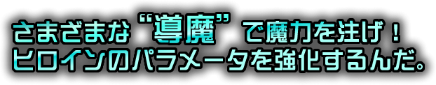 さまざまな”導魔”で魔力を注げ！ヒロインのパラメータを強化するんだ。